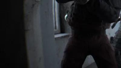 Bodycam low-light combat scene for visibility testing